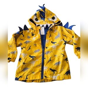 Little Rebels Yellow Dinosaur Raincoat with Blue Accents Size 2t